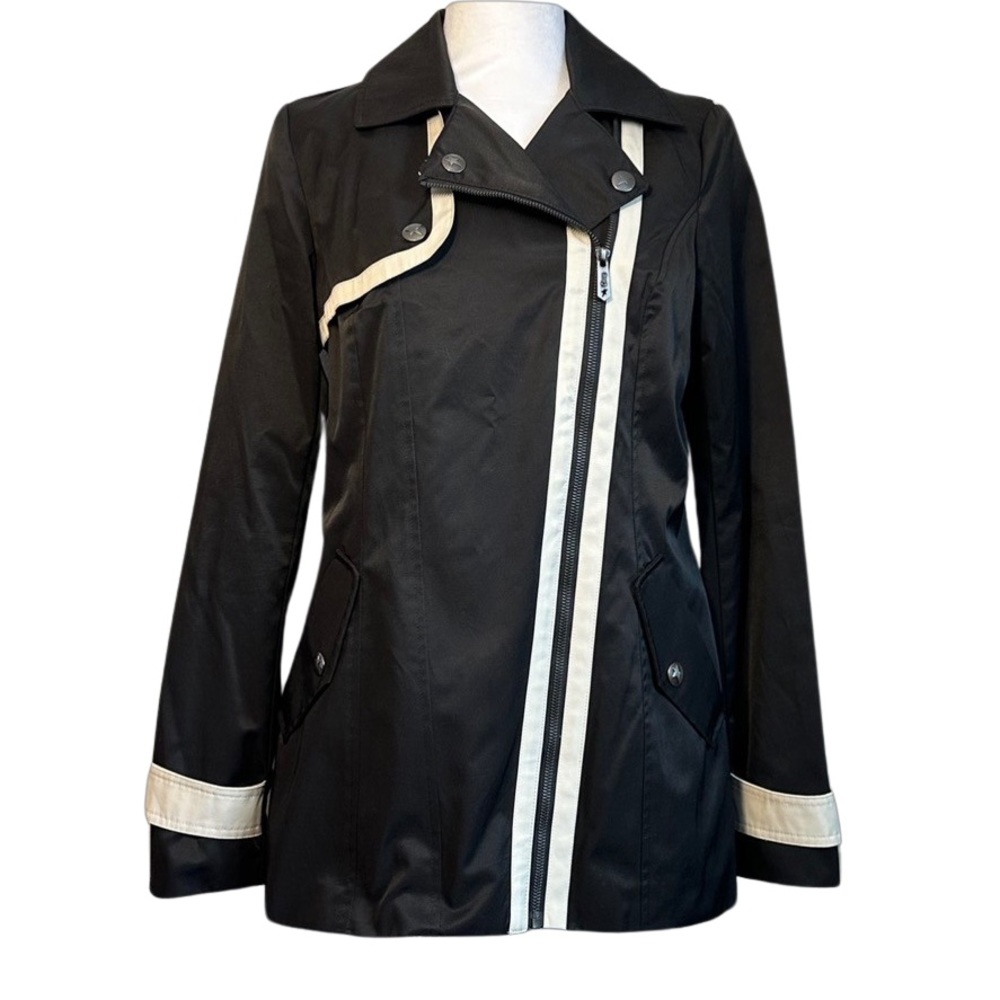 Circus by Sam Edelman Black Asymmetrical Windbreaker Rain Coat Jacket Size Small